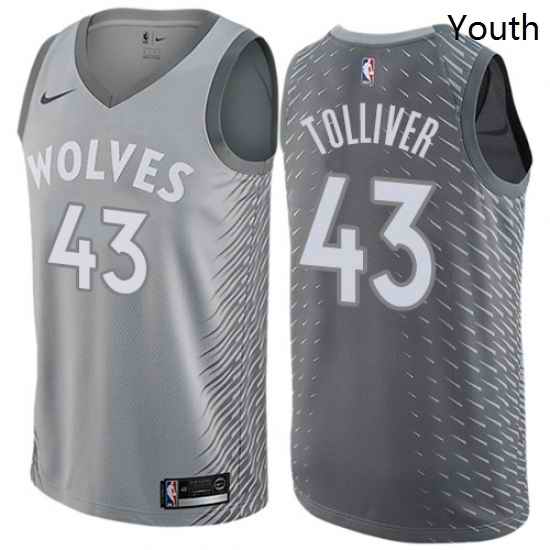 Youth Nike Minnesota Timberwolves 43 Anthony Tolliver Swingman Gray NBA Jersey City Edition